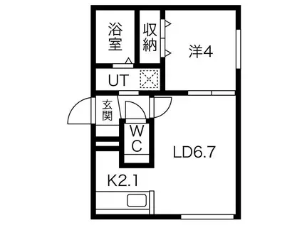 アンシャンテ白石(1DK/2階)の間取り写真