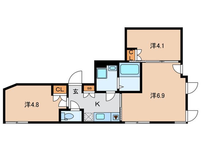 BRICK RESIDENCE 目黒本町(3K/4階)の間取り写真