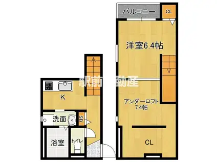 ヴィクトワール伊都(1K/2階)の間取り写真