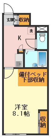 レオパレスリバーサイド西水元(1K/1階)の間取り写真