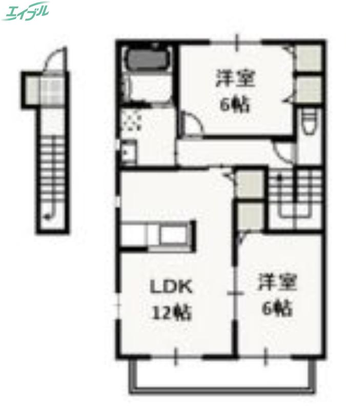 シャルマンII(2LDK/2階)の間取り写真