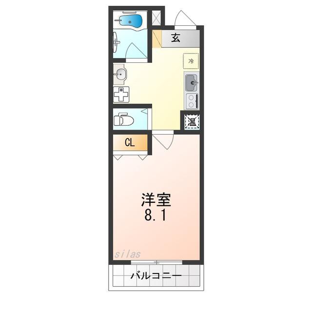 ブライト日根野II(1K/1階)の間取り写真