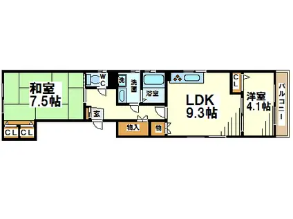 吉村ビル(2LDK/2階)の間取り写真