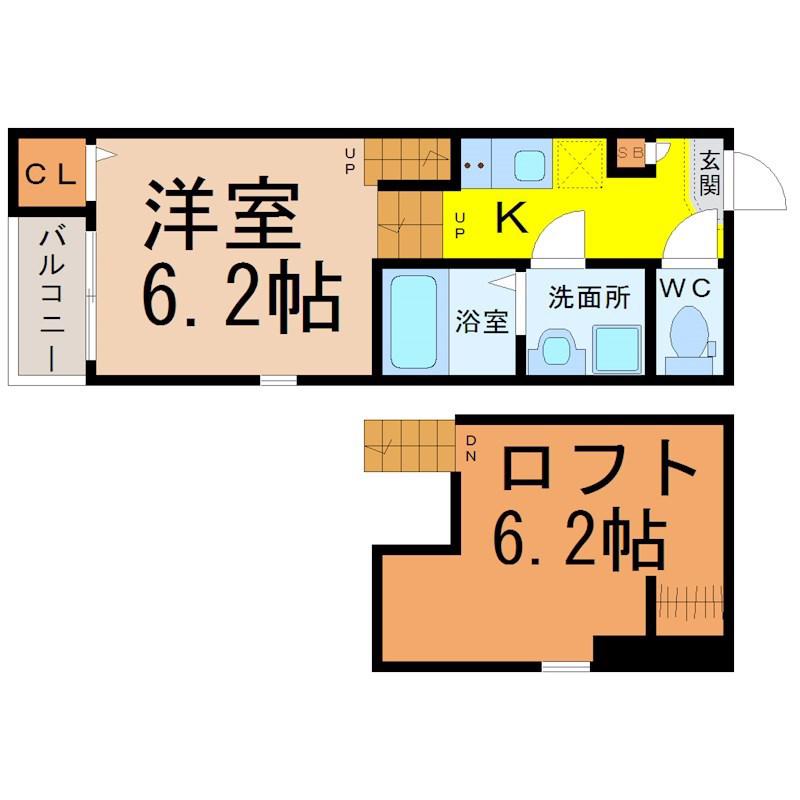 ソレイユ山王(1K/1階)の間取り写真