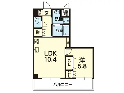 RJR水前寺(1LDK/6階)の間取り写真