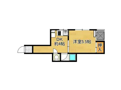 パークシティ東住吉B棟(1DK/1階)の間取り写真