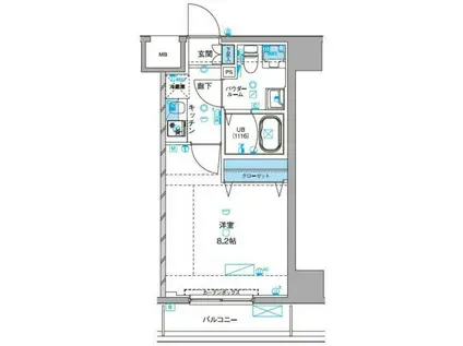 ジェノヴィア浅草IIIグリーンヴェール(1K/1階)の間取り写真