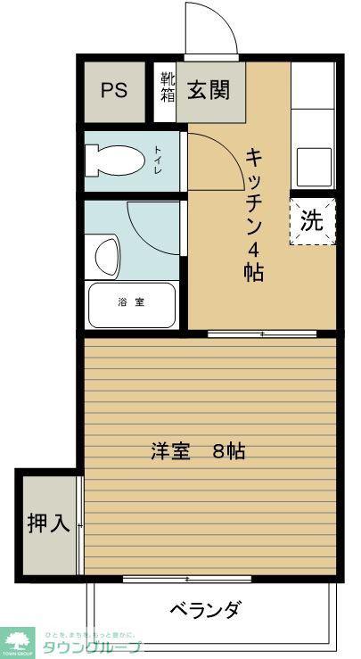 マンション緑(1K/2階)の間取り写真