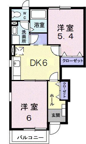 プロムナードA(2DK/1階)の間取り写真