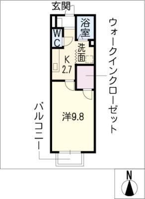 グランシアスI号館(1K/1階)の間取り写真