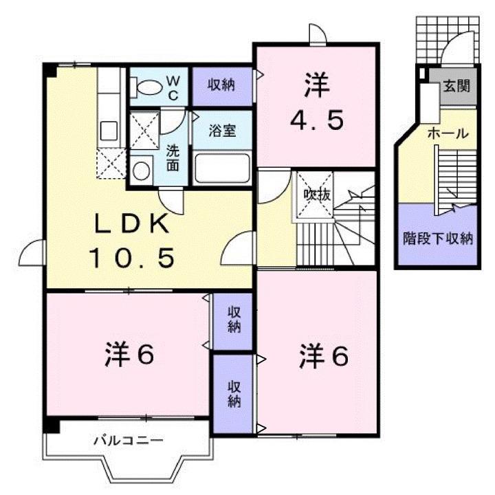 ヴィラグランブルー A(3LDK/2階)の間取り写真