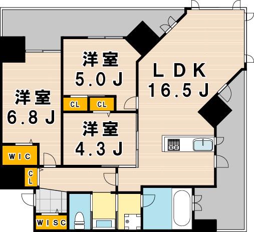 GRACE HAPISA 西小倉 RESIDENCE(3LDK/4階)の間取り写真