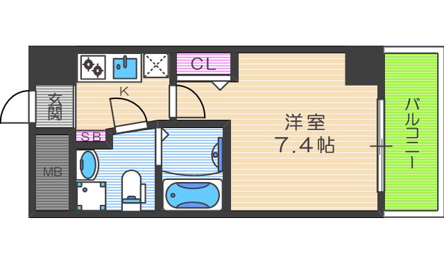 メインステージ西天満TS SQUARE(1K/5階)の間取り写真