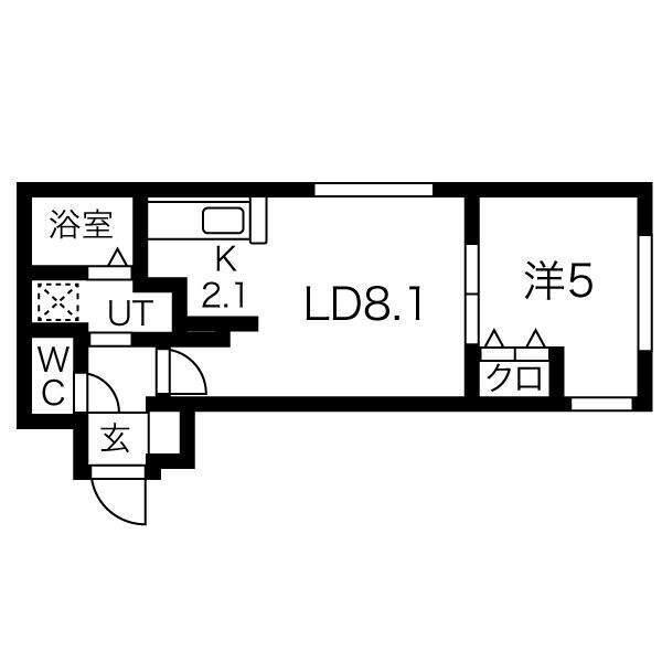 RUGGER西町(1LDK/2階)の間取り写真