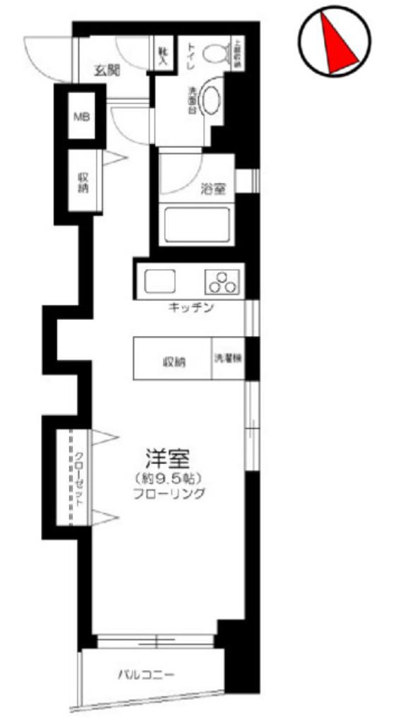 アパガーデンピア代々木(ワンルーム/2階)の間取り写真