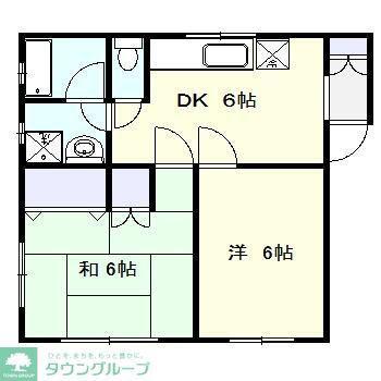 コーポかがやきII(2DK/1階)の間取り写真