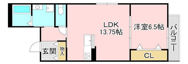 ビエノス焔魔堂(1LDK/3階)の間取り写真