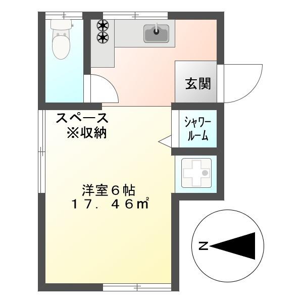 恵明荘(ワンルーム/2階)の間取り写真