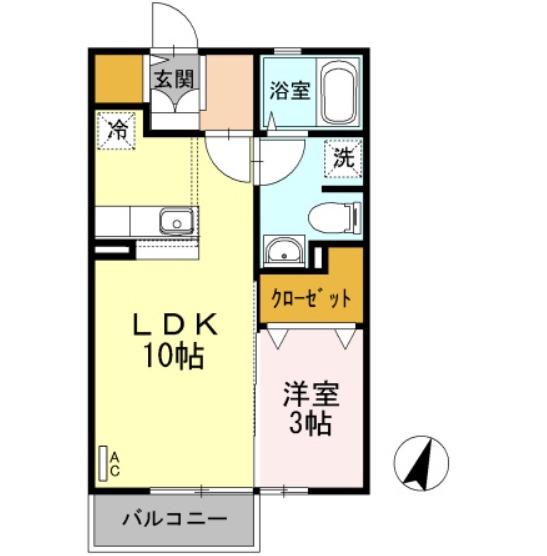 ユアーコート桜(1LDK/2階)の間取り写真