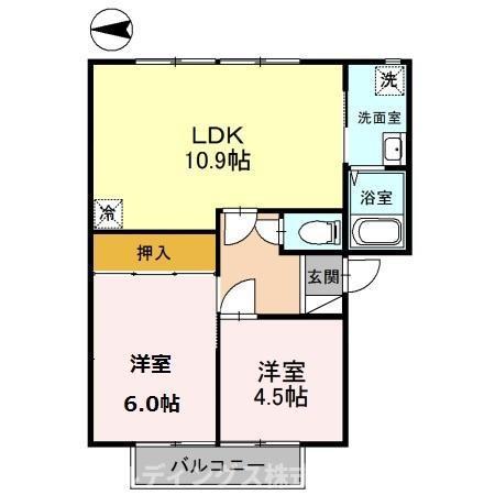 フレグランス メイビー A棟(2LDK/1階)の間取り写真
