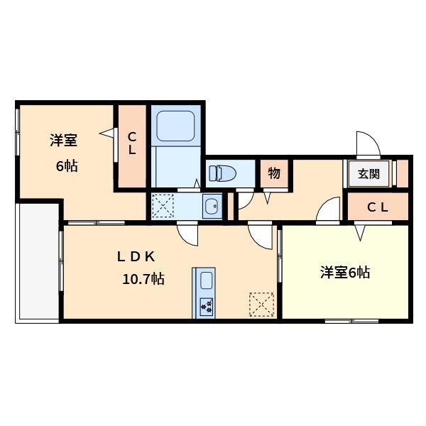 リビエール(2LDK/1階)の間取り写真