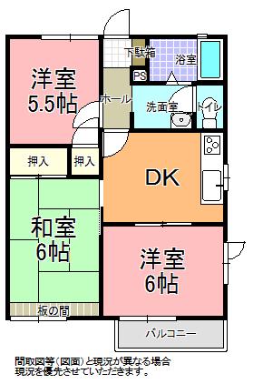 ラフォーレ・桜山(3DK/2階)の間取り写真
