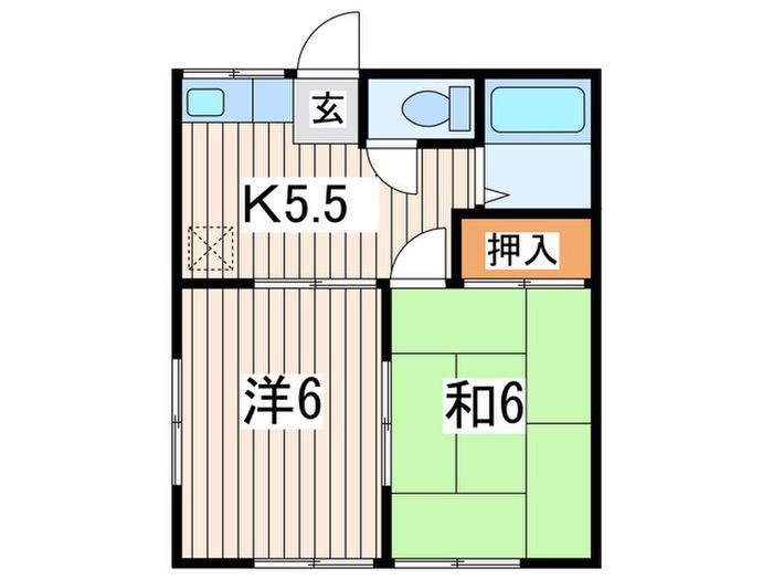 パナセブンハイツ(2K/1階)の間取り写真
