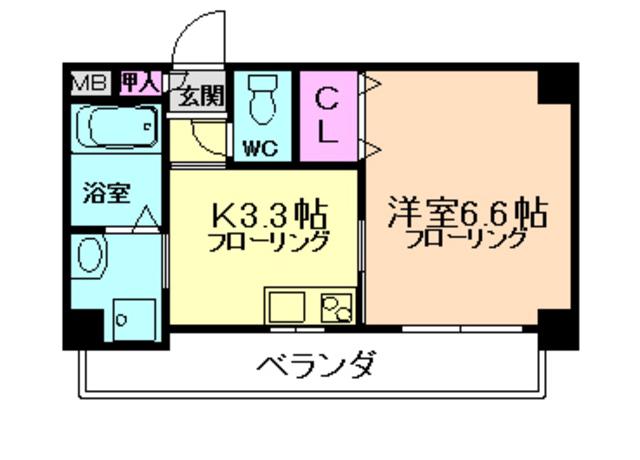 アミル9(1K/6階)の間取り写真