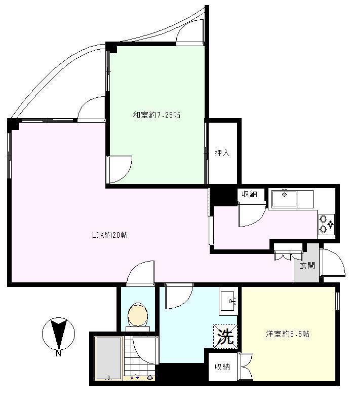 パークヒルズ篠原(2LDK/2階)の間取り写真