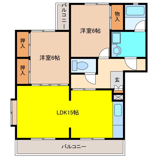丸善ビル(2LDK/3階)の間取り写真