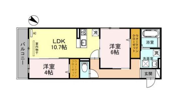 GRANDEL B棟(2LDK/1階)の間取り写真