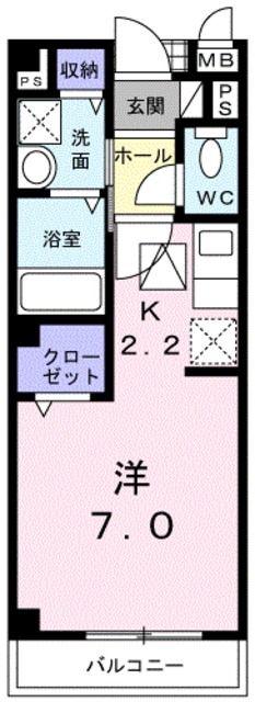 アネックスTSUKIMINO(1K/2階)の間取り写真