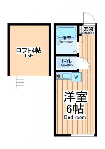 ユナイト東寺尾リチャーズの丘(ワンルーム/1階)の間取り写真