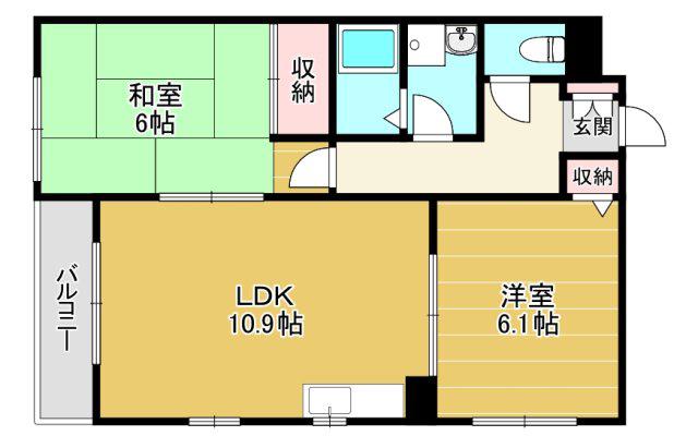 コルベーユ古曽部(2LDK/3階)の間取り写真