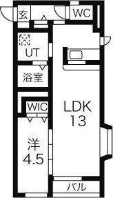 WILL COURT S(1LDK/2階)の間取り写真