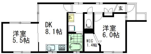メゾンIA(2DK/1階)の間取り写真