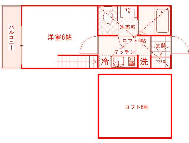 サンフォレスト(1K/2階)の間取り写真