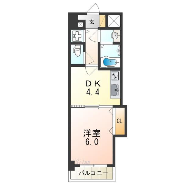 TKアンバーコート堺東II(1DK/2階)の間取り写真