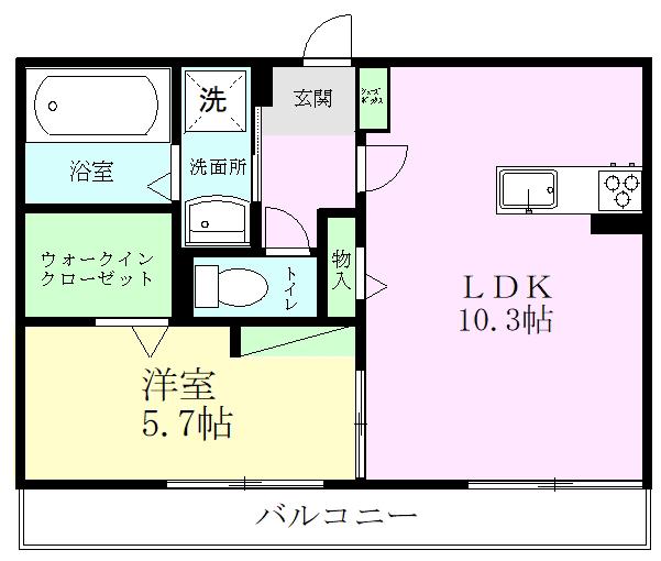 クレセール光の森東(1LDK/3階)の間取り写真
