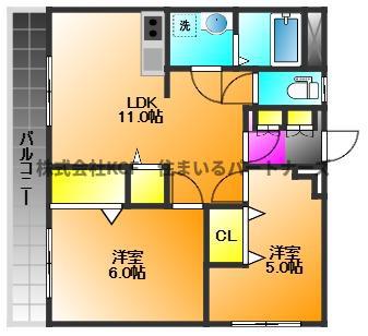 組坂ビルNO.8(2LDK/3階)の間取り写真