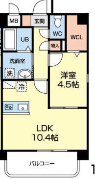 メリホジュール(1LDK/2階)の間取り写真