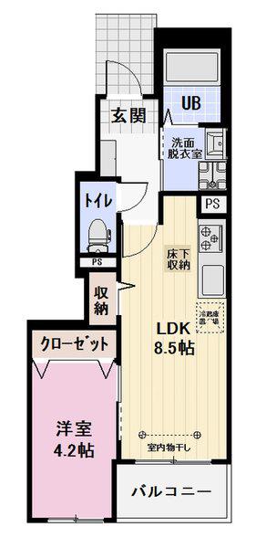 CIEL(1LDK/1階)の間取り写真