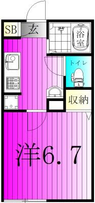 エクセラン松戸II(1K/4階)の間取り写真