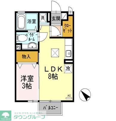 シャトレー あしがら(1LDK/1階)の間取り写真