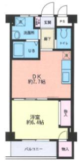 夢野アパートメント(1LDK/4階)の間取り写真