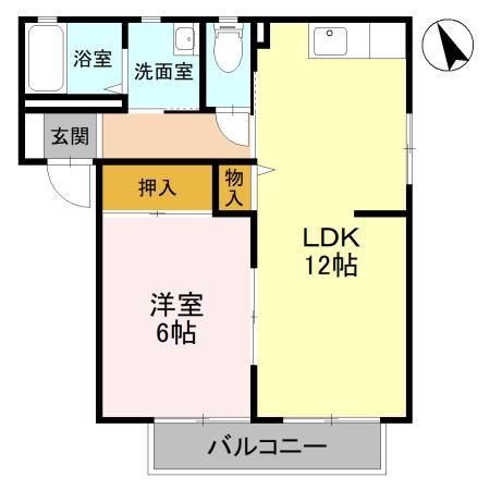 サニーコートA(1LDK/2階)の間取り写真