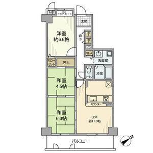 ルイシャトレ東加古川(3LDK/8階)の間取り写真