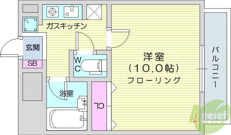 メゾンコモッド(1K/1階)の間取り写真