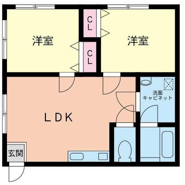 第21明智ビル(2LDK/1階)の間取り写真