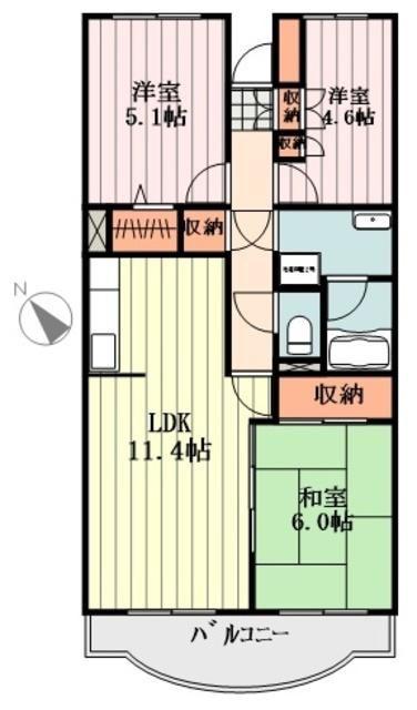 ハイクレスト(3LDK/4階)の間取り写真